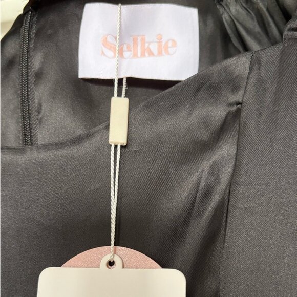 NEW NWT Selkie Silk Caviar French Puff Dress Black XS - Picture 6 of 10